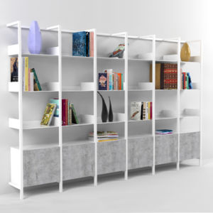 Compis bookcase with white metal structure