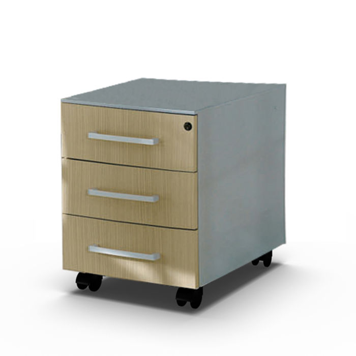 metal chest of drawers with wooden fronts